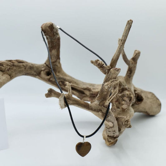 Pendentif Coeur Oeil de Tigre - 15 mm