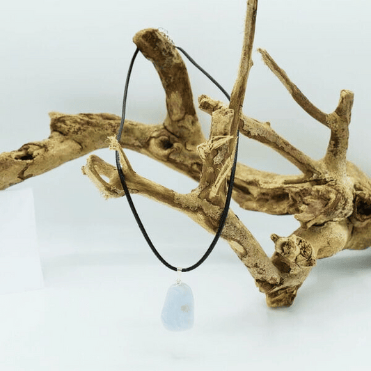 Pendentif Pierre Roulée Calcedoine Bleue Malawi A