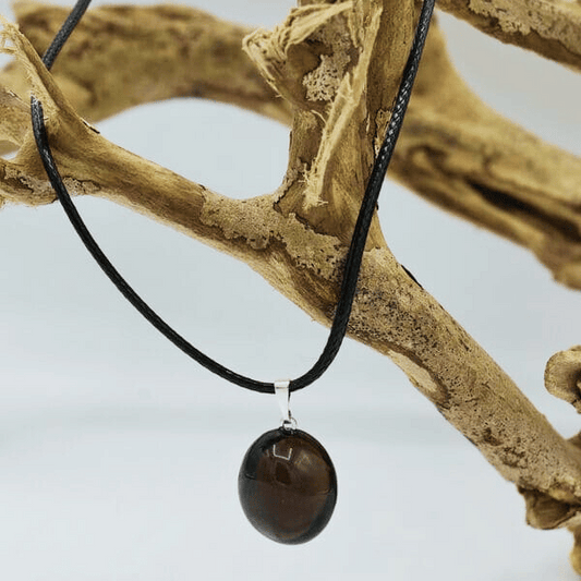 Pendentif Pierre Roulée Cristal de Roche Fumé AAA