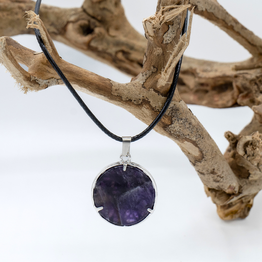 Pendentif Fleur de Vie Métal & Améthyste