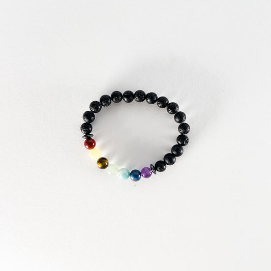 Bracelet perles 7 chakras et Pierres de lave A