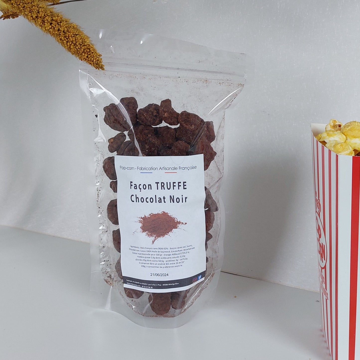 Pop Corn Chocolat Noir façon Truffe - 100g